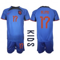 Niederlande Daley Blind #17 Fußballbekleidung Auswärtstrikot Kinder WM 2022 Kurzarm (+ kurze hosen)